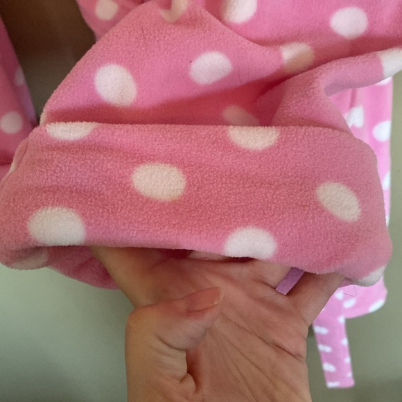 ⭐️KENJI: BarbieCon Y2K Polyester Pink w White Polka Dot Knee Length Robe-Sz L - Picture 4 of 7